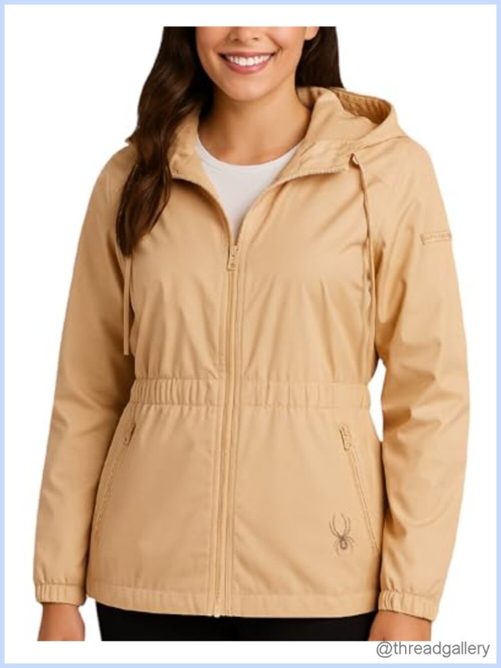 Spyder Womens Fleece Lined Rain Jacket Hooded Wind Water Resistant
